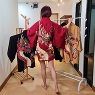 手工刺繡 - 金龍 / 石榴紅日本和服浴衣大衣 / 不分性別