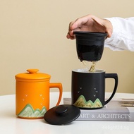 Ceramic Thousand Miles of Mountains and Rivers Tea Cup Personal Water Cup Chinese Style High-end Mug