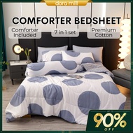 DORAMILL 7in1 Queen/ King Size Comforter Pillow Getah Keliling Cadar Fitted Bedsheet 880TC BEA