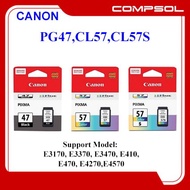 Canon PG47 (15ML),CL57 (13ML), CL57S (8.7ML) Ink Cartridges Support Model: E3170, E3370, E3470, E410