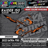 Suzuki Raider 150 Reborn Stock Decals ORANGE ( 2022 Satria F150 )【WITH FREEBIES】