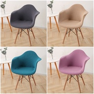 Shell Curved Chair Cover Washable Removable Armless Chair Slipcover Solid Color Stretch Seat Case for Dining Room Banquet Home Sofa Covers  Slips