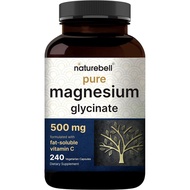 NaturebellPureGlycinate500mg,240VeggieCapsules|100%Chelated&Purified–3rdPartyTested|SupportStressRel