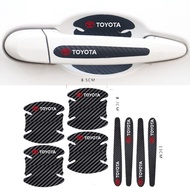 4/8PCS Car-styling Stiker Toyota Fiber Karbon Handle Pintu Mobil Dekorasi Aksesoris Elegan For Rush Calya Starlet Supra Yaris Agya
