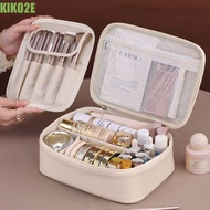 KIKO2E PU Leather Cosmetic Bag, Square Detachable Makeup Pouch Bag, Portable Zipper Multifunction To
