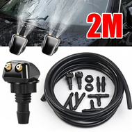 2m/1m Car Wiper Spray Hose Set – Rubber Water Hose with Pipe Joint, T/Y Splitter, Nozzle Connector f