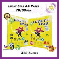 IK Lucky Star (Yellow) A4 Paper {White Paper} 450 sheets - 70gsm/80gsm