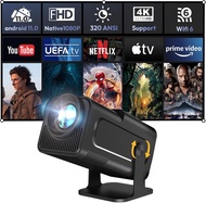 โปรเจคเตอร์ 4k ปรับมุมได้ 180 องศา เชื่อมต่อ wifi HDMI mini projector android projector พกพา โปรเจคเ