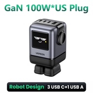 UGREEN Uno 100W Robot GaN Travel Charger 3 USB C 1 USB A Fast Charging Wall Charger with LED Screen 