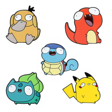 Kawaii Anime Enamel Pins Cute Psyduck Pikachu Charmander Brooch Metal Badge for Kids Hat Pins Access