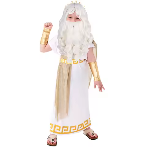Enfant Zeus Greek God Costume Enfants Toga Roman Hero Carnival Halloween Dress Up