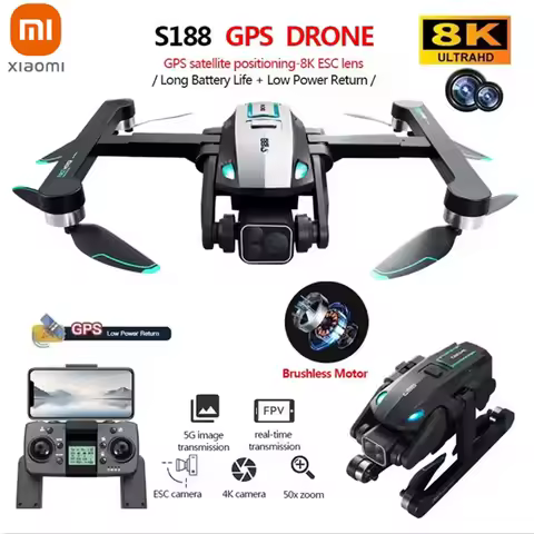 Xiaomi S188 GPS 5G Drone 8K HD Triple Camera Optical Flow Positioning Obstacle Avoidance Brushless F