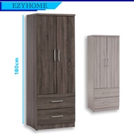 2Door Wooden Wardrobe Storage Cabinet With Drawer Cupboard Simple Classic Almari Baju Kecil Kayu Ada