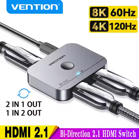 Vention 8K HDMI Splitter 4K144Hz 2 In 1 Out for TV Xiaomi Xbox SeriesX PS5 HDMI Cable Monitor Projec