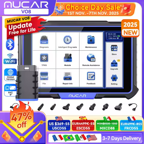 Gobal Version MUCAR VO8 Professional OBD2 Diagnostic Tool Full System Diagnosis ECU Coding Bi-direci