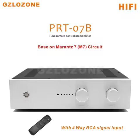 HIFI PRT-07B Tube Remote Control Preamplifier With 4 Way RCA Signal Input Base On Marantz 7 (M7) Cir