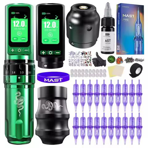 Dragonhawk Fold Pro Snake Year Tattoo Kit Full Set Wireless Tattoo Machine 7 Strokes 2 Batteries Tat