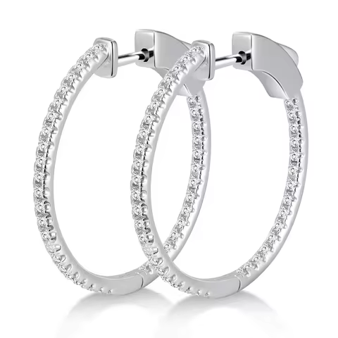 M-JAJA 1.14ct Moissanite Hoop Earrings Real 925 Sterling Silver for Women D Color VVS1 Lab Diamond S