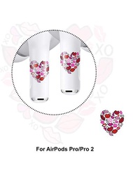 Rockbear Airpods Pro第二代愛心貼紙,粉色唇形貼紙包裹和耳塞配件,個性化青少年,女性和女孩禮物,包括清潔套件