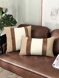 1入組亞麻靠墊套現代主義色塊拼布裝飾抱枕套無填充物適用於沙發