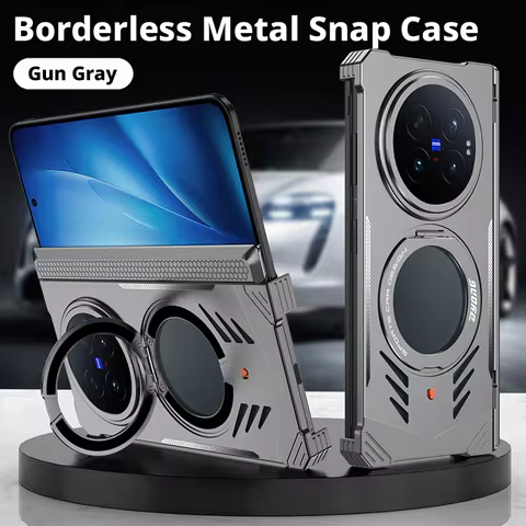 Borderless Aluminum Metal Snap Magnetic Rotating Stand Case For Vivo X Fold6 Fold5/X Fold 6 5 Superc