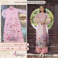 Áo Dài Cách Tân Hoa Nhí - Áo Dài Nữ 4 Tà Dáng Xuông Lụa Tơ Cao Cấp AODAI2102