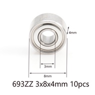 10Pcs 693ZZ Ball Bearing 3x8x4mm Engine Bearing 693 ZZ Fan Bearing 619/3ZZ R-830ZZ EMQ Motor Fan Bea