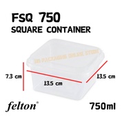 (750ml)Microwavable Square Container FSQ750(50set±) Disposable Plastic Food Container / Felton