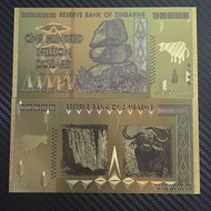 Zimbabwe Gold Foil Money Collection 100000000000000 Dollar Dollar