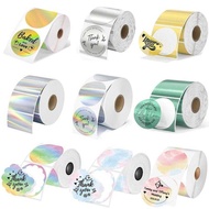 FOR Phomemo 241BT 246S D520 50mm LABEL Holographic Sier Laser Gradient Thanks Card Sticker for Barco