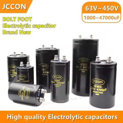 JCCON 63V 100 250 400 450V 1000uf 1500 22000 3300 47000MFD Aluminum Screw Audio Filtering Electrolyt