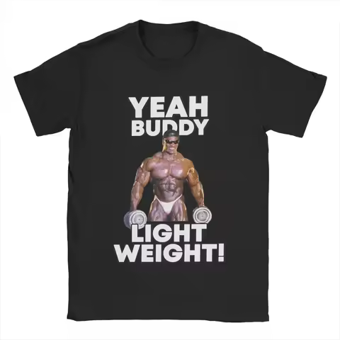 Men Yeah Buddy Light Weight Ronnie Coleman T Shirt 100% Cotton Clothes Casual Short Sleeve O Neck Te