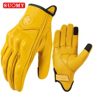 Suomy Vinatge Goatge ถุงมือรถจักรยานยนต์หนังสำหรับฤดูร้อนของผู้ชายถุงมือมอเตอร์ครอสมอเตอร์ไซค์หนังย้