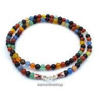 Stone Necklace - Multicolor agate สร้อยคอหิน อาเกตแบบหลากสี ขนาด 6 มม. by siamonlineshop