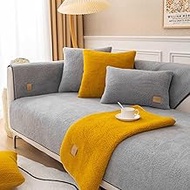 Furniture Cover Sofa Cover 1 2 3 4 Seater, L Shape Corner Sofa Protector, Sofa Couch Cover Furniture Cover, Autumn Winter Lamb Wool Sofa Protector For Living Room, Comfortable (Color : Grey, Size :