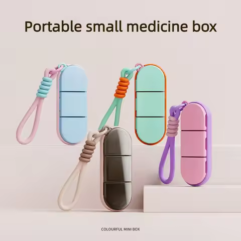 Portable Lanyard-Style 3-Compartment Pill Case with Silicone Seals for Water and Moisture Resistance