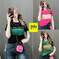 Women's short sleeved T-shirt, front font (code ny ig mit) Women's clothing