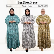 30090-7 Amoree Extra Plus Size XL to 4XL Silk Soft Crepe Abstract Printed Layer Maxi Jubah Muslimah 