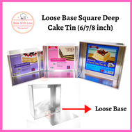 6/7/8 Inch Aluminium Deep Square Cake Tin Mould With Loose Base (Deep 85mm) / Loyang Segi-empat Tinggi Pangkal Longgar