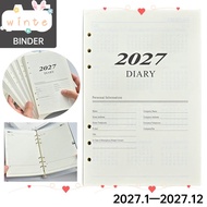 WINTE 2027 Journal Agenda Plannner Notebook, Paper Loose Leaf Diary Planner Refill Pages,  English A