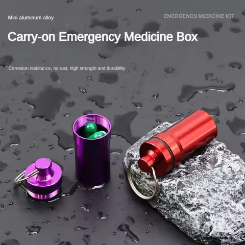 Aluminium Bottle Mini Portable Pill Box Water-proof Pill Case Box Stash Jar Sealing Keychain Tablets