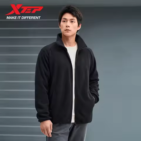Xtep Knitting Jacket For Men And Women Winter Comfortable Short Coat Zip-up Stand Collar Warm Traini