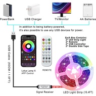 L8star Battery Powered Led Strip Lights, 2x16.4Ft (32.8Ft),Two Sets of Strip Light with 4 AA Battery