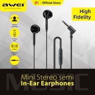【NEW！Buy 1 Free 1】 Awei PC-7/6/1T In Ear Wired Gaming Earphones 3.5mm jack Type C Headset Sound Stereo Bass With Microphone music handfree earphone voice call Ergonomics Design callie answer end call For Phone moblies laptop computer