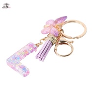 JEREMY1 A To Z 26 Alphabet Keyring, A To Z 26 Initials Alphabet Purple Snowflakes Letter Keychain, C