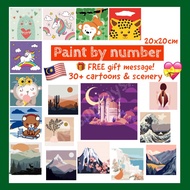 🎁🇲🇾 Framed Canvas DIY Paint By Numbers 20x20cm | Acrylic Painting Kit DIY | Oil Painting | 数字油画 Birthday Gift