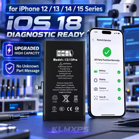 High Capacity Replacement Battery for iPhone 12 13 14 15 Pro Max Plus Mini, iOS 18 System Diagnostic