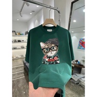 Cute Meow01 unisex Cat T-shirt for men and women, loose form, 100% Cotton