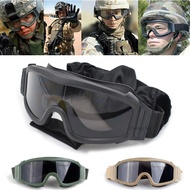 แว่นตายุทธวิธี3เลนส์กันลมทหารแว่นตาสำหรับล่าสัตว์แว่นตาสำหรับกิจกรรมกลางแจ้งเกมสงคราม CS แบบอัดลมแว่นตาเพนท์บอล