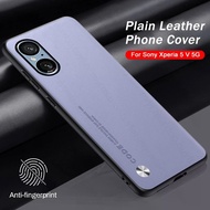 Luxury Plain Skin Leather Texture Phone Case For Sony Xperia 5 V 5V V5 5G XQ-DE54 6.1" TPU Soft Fram